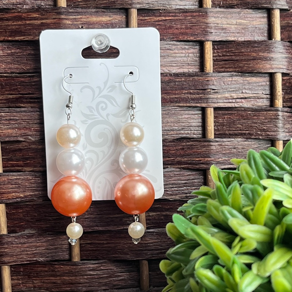Tri Color Pearl Drop Earrings